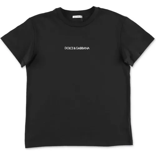 Schwarzes Baumwoll-Logo-T-Shirt - Dolce & Gabbana - Modalova