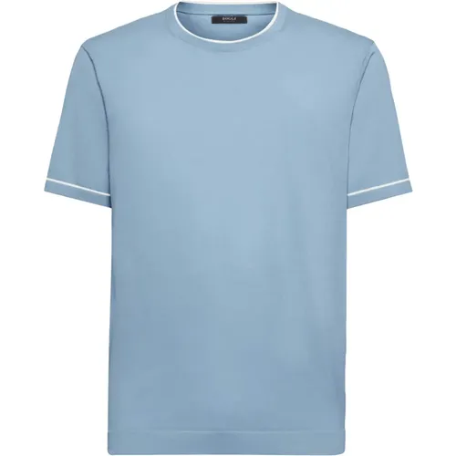 Baumwoll-Crêpe-Strick-T-Shirt , Herren, Größe: 2XL - Boggi Milano - Modalova