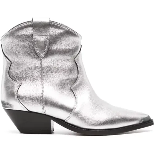 Silver Metallic Leather Ankle Boots , female, Sizes: 6 UK - Isabel marant - Modalova