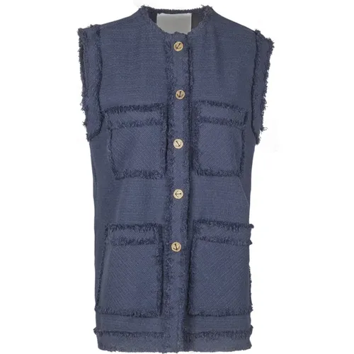 Tweed Vest with Fringed Details , female, Sizes: S - 8pm - Modalova