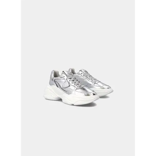 Silberne Rivoli Leder Sneakers - Futuristischer Stil , Herren, Größe: 37 EU - Philippe Model - Modalova