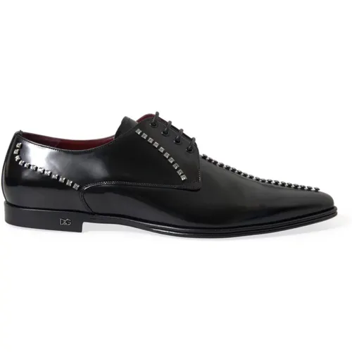 Leather Crystal Formal Shoes , male, Sizes: 6 UK, 5 UK - Dolce & Gabbana - Modalova