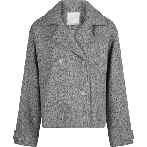 Flauschige Graue Melange Jacke - NEO NOIR - Modalova