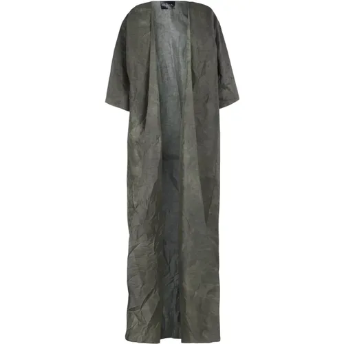 Linen and Silk Long Coat , female, Sizes: M - Cortana - Modalova