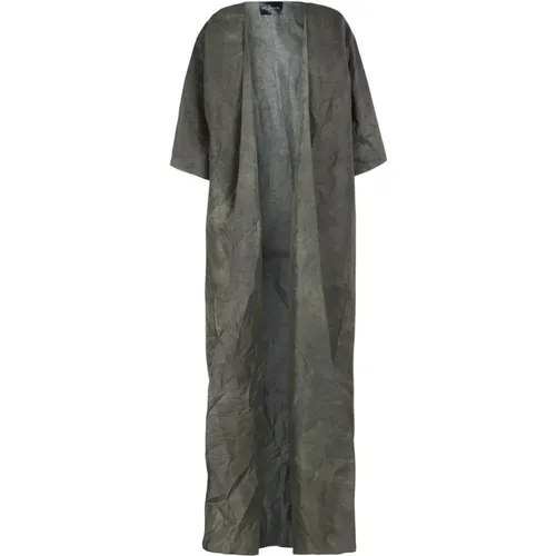 Linen and Silk Long Coat , female, Sizes: M, XL - Cortana - Modalova
