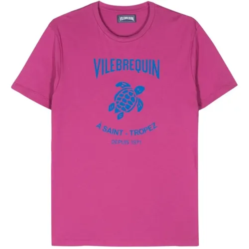 Fuchsia Baumwolle Logo T-shirt , Herren, Größe: L - Vilebrequin - Modalova