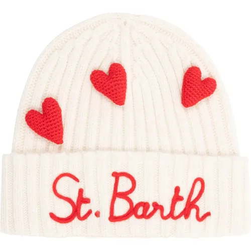 Multicolour Heart Beanie with Logo Embroideries , female, Sizes: ONE SIZE - MC2 Saint Barth - Modalova