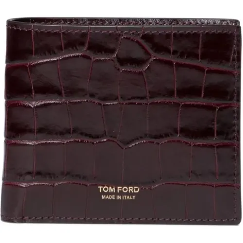 Bordeaux Rote Krokodil-geprägte Brieftasche - Tom Ford - Modalova