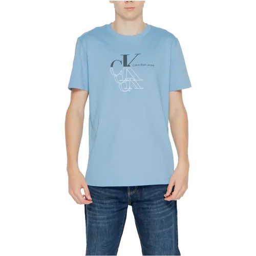 Monogram Echo Men's T-Shirt Spring/Summer , male, Sizes: M, S, XL, L - Calvin Klein Jeans - Modalova