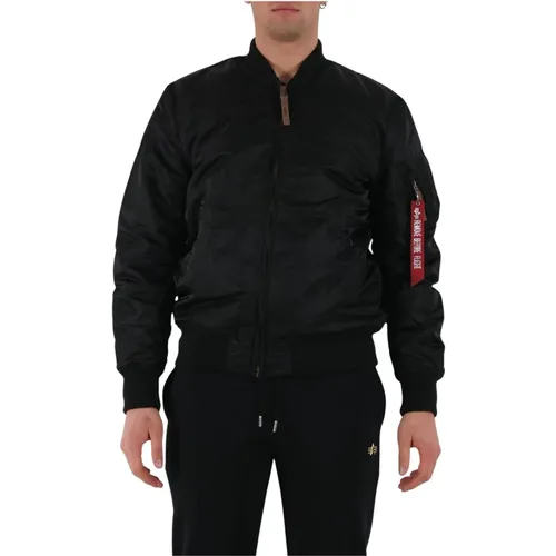 Slim Fit Bomber Jacket with Zipper , male, Sizes: S, L, M, 2XL - alpha industries - Modalova