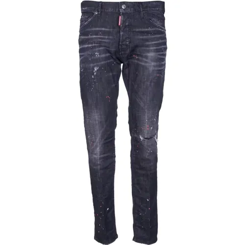 Schwarze Slim Fit Jeans mit Logo , Herren, Größe: L - Dsquared2 - Modalova