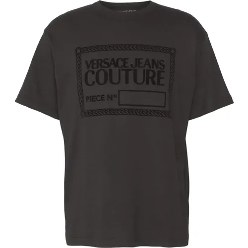 Schwarze T-Shirts , Herren, Größe: M - Versace Jeans Couture - Modalova