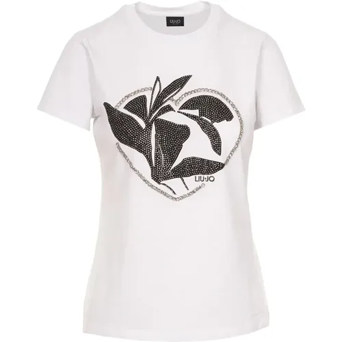 Women's Rhinestone Print T-shirt , female, Sizes: S, M, XS, L - Liu Jo - Modalova