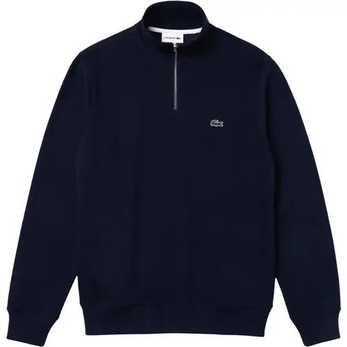 Hoher Baumwoll-Sweatshirt mit halbem Reißverschluss , Herren, Größe: 2XL - Lacoste - Modalova