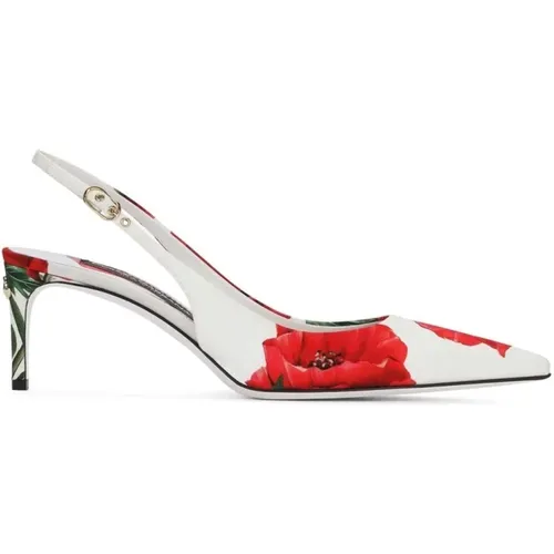 Printed Fabric Slingbacks , female, Sizes: 4 1/2 UK - Dolce & Gabbana - Modalova