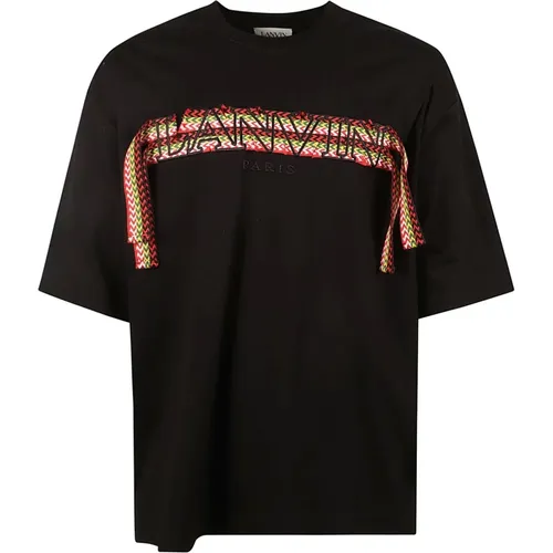 Cotton T-Shirt with Embroidered Logo , male, Sizes: L, S, M - Lanvin - Modalova