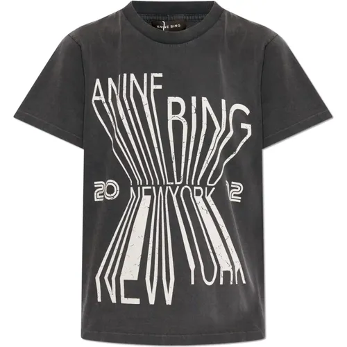 T-Shirt mit Logo , Damen, Größe: M - Anine Bing - Modalova