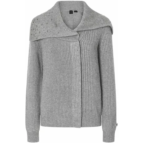 Silberner Cardigan mit Kristallverzierungen , Damen, Größe: S - pinko - Modalova