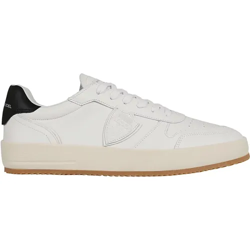 Veau Blanc Noir Low Top Sneakers , Herren, Größe: 41 EU - Philippe Model - Modalova