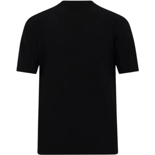 Schwarzes Baumwoll-T-Shirt mit Rundhalsausschnitt - Paolo Pecora - Modalova