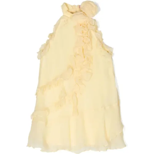Dresses,Gelbes Chiffonkleid mit Rüschen - Blumarine - Modalova