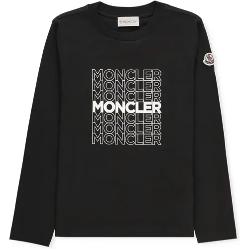 Schwarzes Baumwoll-T-Shirt mit Logo für Jungen - Moncler - Modalova