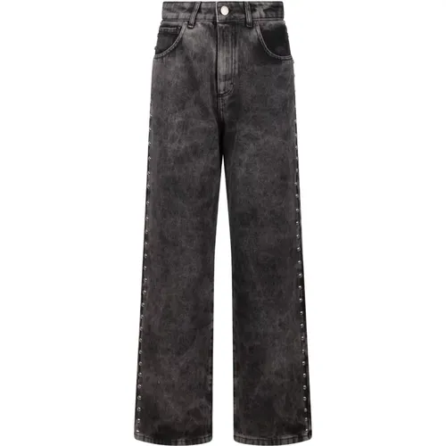 Studded High Waist Wide Leg Jeans , female, Sizes: W26, W29 - Federica Tosi - Modalova