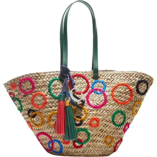 Circles Straw Tote Bag , female, Sizes: ONE SIZE - Carolina Herrera - Modalova