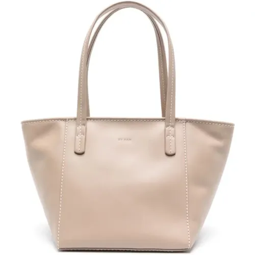 Casual Taupe Leather Tote Bag , female, Sizes: ONE SIZE - By FAR - Modalova