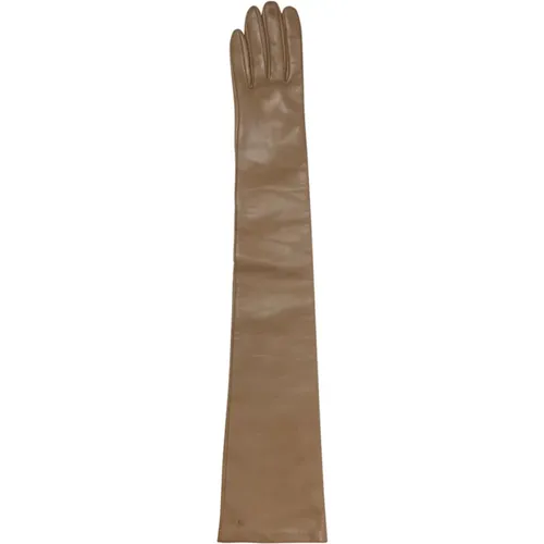 Nappa Gloves with Mono Logo , female, Sizes: 7 1/2 IN - Max Mara - Modalova