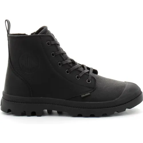 Schwarze Leder High-Top-Zip-Stiefel , Herren, Größe: 41 EU - Palladium - Modalova