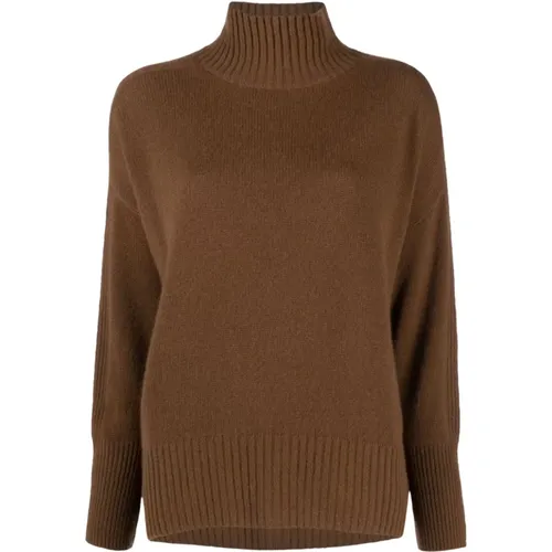 Brauner Mockneck Sweater 1/1 , Damen, Größe: S - allude - Modalova