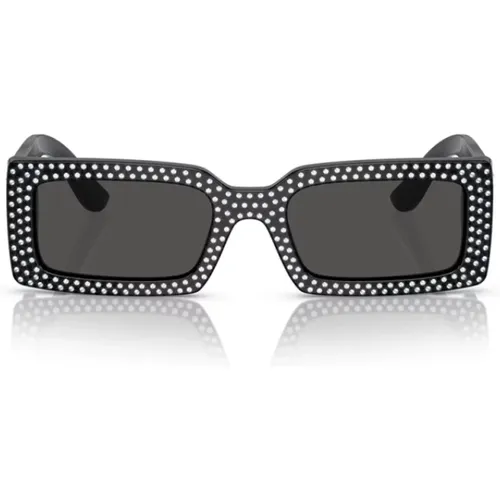 Geometrische Rechteckige Sonnenbrille aus Schwarzem Acetat - Dolce & Gabbana - Modalova