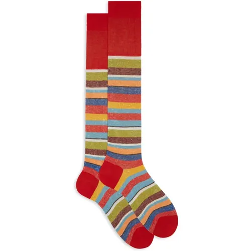 Gestreifte Baumwoll/Leinen Socken , Herren, Größe: S - Gallo - Modalova