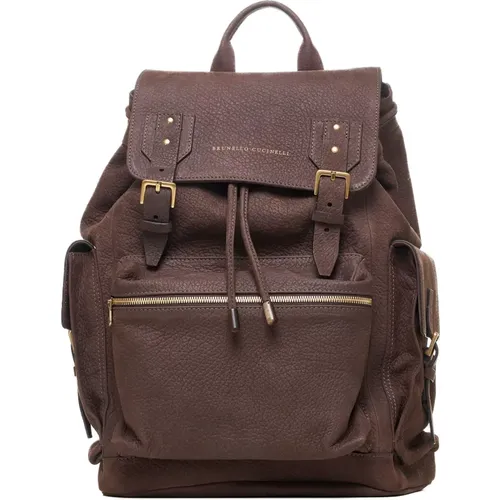 City Nubuck Backpack , male, Sizes: ONE SIZE - BRUNELLO CUCINELLI - Modalova