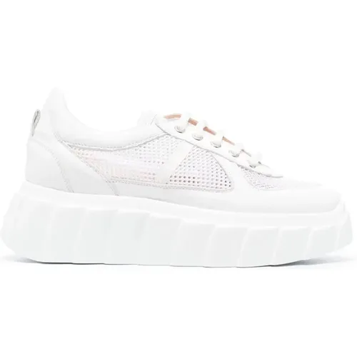 Weiße Mesh Keilabsatz Sneaker , Damen, Größe: 39 EU - AGL - Modalova