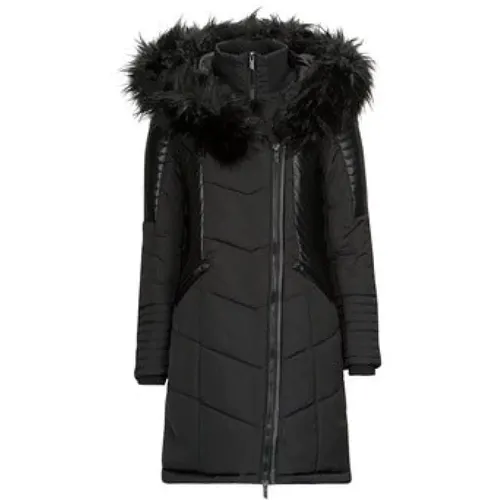 Pelzkapuze Parka Mantel in Schwarz , Damen, Größe: XS - Only - Modalova