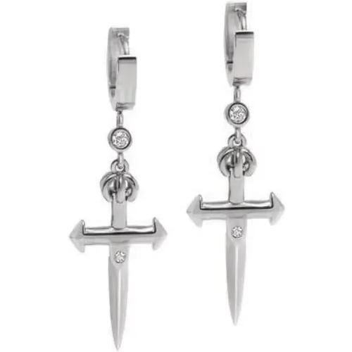 Mens Skyfall Small Sword Earrings in Silver , male, Sizes: ONE SIZE - Nialaya - Modalova