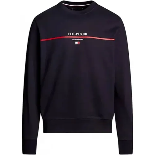 Blaue Pullover Raffinierter Stil , Herren, Größe: L - Tommy Hilfiger - Modalova