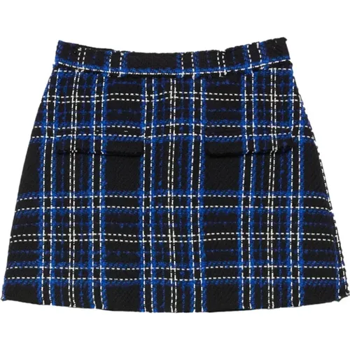 Black Check Pattern Fringed Shorts , female, Sizes: 2XS, XS - Msgm - Modalova