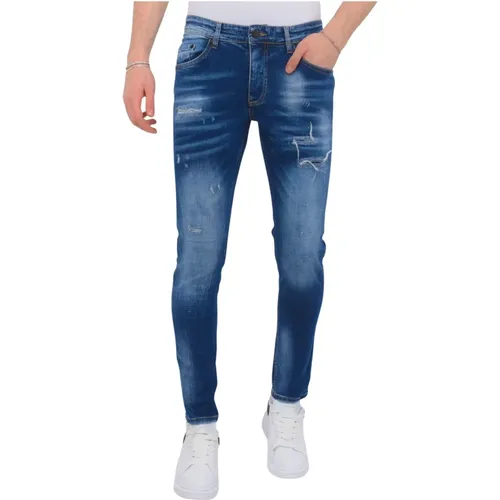 Blaue Ripped Jeans Herren Slim Fit , Herren, Größe: W38 - Local Fanatic - Modalova