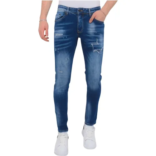 Blaue Ripped Jeans Herren Slim Fit , Herren, Größe: W29 - Local Fanatic - Modalova