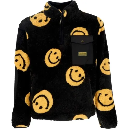 Smiley Schwarze Teddybär Druckjacke , Herren, Größe: L - MARKET - Modalova