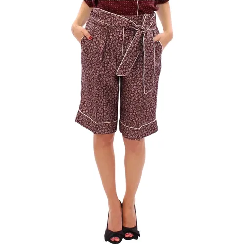 Luxuriöse Seiden-Shorts - Bordeaux Rotes Kimono-inspiriertes Design - Dolce & Gabbana - Modalova