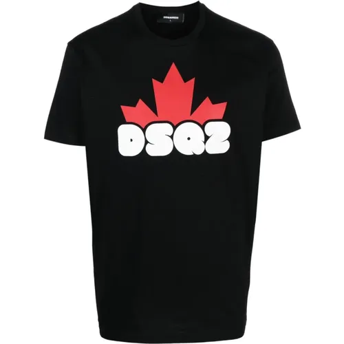 Schwarzes Logo-Print T-Shirt , Herren, Größe: XL - Dsquared2 - Modalova