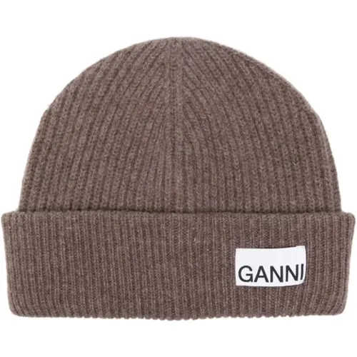 Knit Beanie Hat , female, Sizes: ONE SIZE - Ganni - Modalova