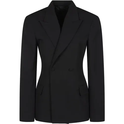 Schwarze Jacke mit rundem Schulterbereich und taillierter Taille - Balenciaga - Modalova