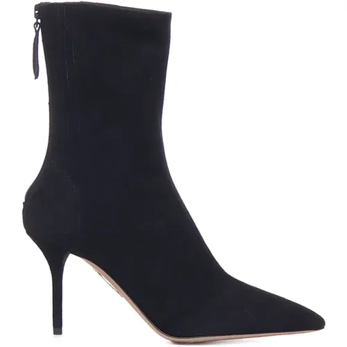 Schwarze Wildlederstiefel mit seitlichem Reißverschluss , Damen, Größe: 36 1/2 EU - Aquazzura - Modalova