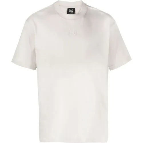 Baumwoll T-Shirt mit Logo-Stickerei und Grafikdruck,Weißes Logo T-Shirt - 44 Label Group - Modalova
