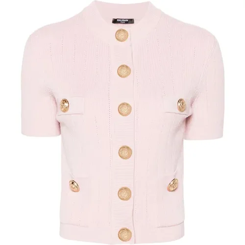 V-Neck Sweater with Golden Buttons , female, Sizes: S, XS - Balmain - Modalova